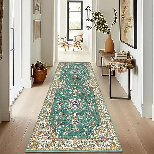 Enyhom Teppich Läufer Flur 60 x 180 cm, rutschfest Washchbar Küchenteppich Modern Weich Kurzflor Blumenteppich Hochwertig Luxuriös Boho Läufer für Flur Wohnzimmer Korridor Schlafzimmer, Grün Enyhom Teppich Läufer Flur 60 x 180 cm, rutschfest Washchbar Küchenteppich Modern Weich Kurzflor Blumenteppich Hochwertig Luxuriös Boho Läufer für Flur Wohnzimmer Korridor Schlafzimmer, Grün von Enyhom