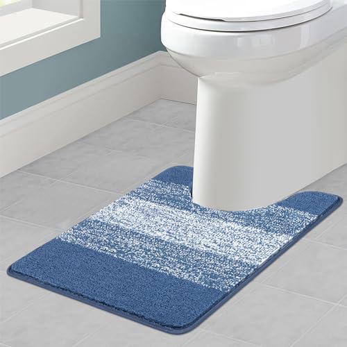 Enyhom U-Form 50 x 60 cm WC Teppich Saugfähige Toiletten Badvorleger rutschfest Waschbar Badematten und WC Vorleger mit Ausschnitt für Badezimmer (Blau) von Enyhom