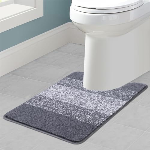 Enyhom U-Form 50 x 60 cm WC Teppich Saugfähige Toiletten Badvorleger rutschfest Waschbar Badematten und WC Vorleger mit Ausschnitt für Badezimmer (Grau) von Enyhom
