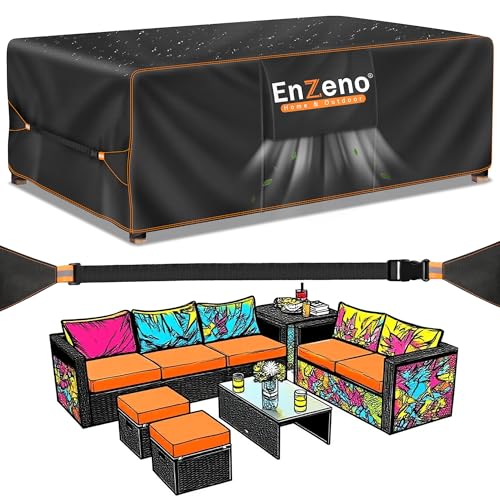 Enzeno Abdeckung Gartenmöbel, Wasserdicht Abdeckplane Gartenmöbel, Oxford Gewebe Plane für gartenmöbel, Gartenlounge Abdeckung Winterfest, Gartentisch Plane,Schutzhülle Loungemöbel 220x120x74cm von Enzeno