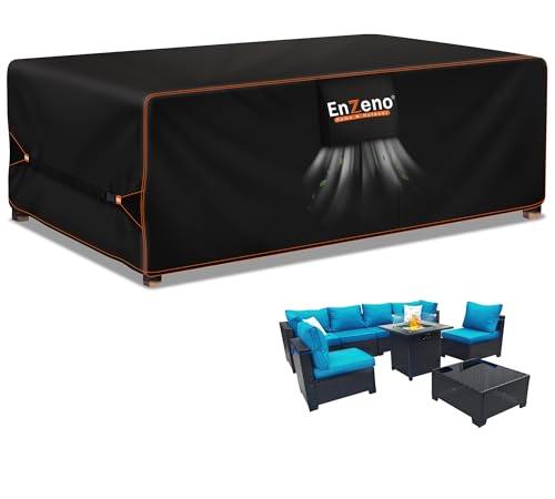 Enzeno Abdeckung Gartenmöbel 210x110cm, Wasserdicht Abdeckplane Gartenmöbel, Oxford Gewebe Plane für Gartenmöbel, Gartenlounge Abdeckung Winterfest von Enzeno