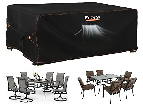 Enzeno Abdeckung für Terrassenmöbel-Sets, wasserdicht, rechteckige Abdeckung für Outdoor-Ess- und Couchtische mit Stühlen, wetterfest, besonders robust, 152,4 x 76,2 x 71,1 cm (L × B × H) von Enzeno