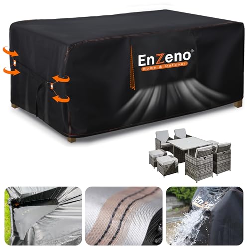 Enzeno Cube Garden Furniture Covers with Air Vent 124 * 124 Garden Table Cover Waterproof,420D Heavy Duty Outdoor Patio Rattan Cube Set Cover outside,Anti-UV for Chair and Table Rattan Sofa Cover von Enzeno