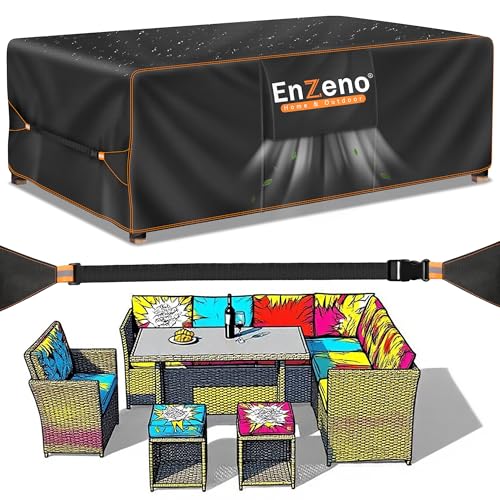Enzeno Gartenmöbel Abdeckung Wasserdicht 180x120x74cm, Winterfest Abdeckplane Gartenmöbel, Oxford Gewebe Gartenmöbel Plane Rechteckig, Gartentisch Plane Sitzgruppe von Enzeno