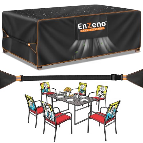 Enzeno Gartenmöbel Abdeckung Wasserdicht, Winterfest Abdeckplane Gartenmöbel, Oxford Gewebe Schutzhülle Tisch, Gartentisch Abdeckung Sitzgruppe, Gartentisch Plane 150x90x74cm von Enzeno