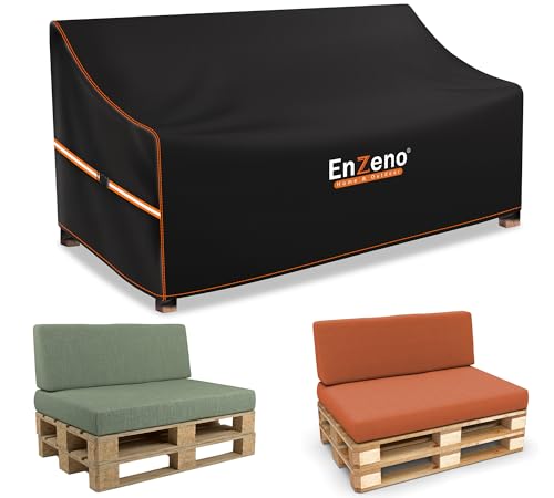 Enzeno Palettenbank Abdeckhaube 160x85x71/61cm für 3-Sitzer Palettensofa Schutzhülle Rattan Sofa Abdeckung Palettenmöbel, Gartensofa Abdeckhauben wasserdicht aus 420D Oxford Gewebe von Enzeno