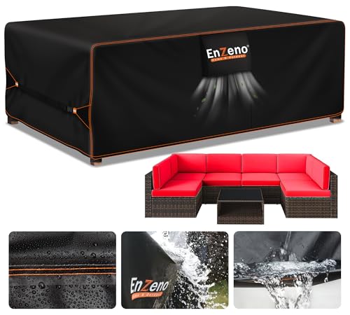 Enzeno Groß Gartenmöbel Abdeckung Wasserdicht mit Belüftungsöffnungen 300 * 250cm, Abdeckplane Schutzhülle für Gartentische Terrassenmöbel, Outdoor Sofa Tisch Möbelsets von Enzeno