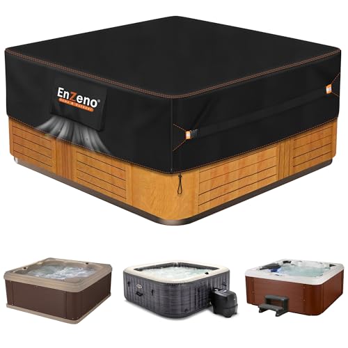 Enzeno Whirlpool-Abdeckung für den Außenbereich, wasserdicht, quadratisch, 185,4 x 185,4 cm, passend für 72 x 72 oder 71 x 71 oder 70 x 70 oder 1,8 m x 1,8 m, 420D Heavy Duty Cub von Enzeno