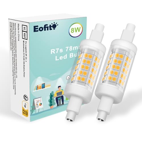 Eofiti 2x R7s LED 78mm 8W LED R7S Warmweiß 2700K J78 Lampe Slim 720lm ersetzt 70W Halogenlampe Leuchtmittel 230V 83 Ra Hohe CRI 20mm Einfach zum Ersetzen von Eofiti