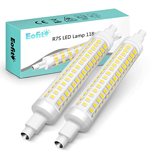 Eofiti Leuchtmittel R7S LED Kaltweiß 6000K R7S LED 118mm 15W 1300LM Ersatz Für 140W R7S Halogenlampen J118 Doppelbasis Lineare Stablampen 360 Grad Licht AC 220V - 240V Nicht Dimmbar 2er-Pack von Eofiti