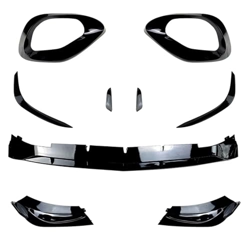 Eofooq Auto Frontspoiler Für Benz C-Klasse W206 C200 C260 2022 2023 Auto Frontlippe Stoßstange Spoiler Canards Splitter Blade Unterer Kühlergrill Body Kit Auto Frontlippe zubehör(Gloss Black C) von Eofooq
