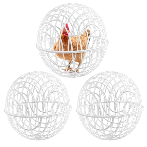 3 Stück Rollbarer Runder Hühnerkäfig Für Den Außenbereich, 20cm Hühner-Sicherheitsballkäfig, Hühnerkäfig Aus Kunststoff, Kugelförmiges Sicheres Laufnetz, Kugelförmiger Hühn-erkäfig Für Freie Zucht von Eoixuqba