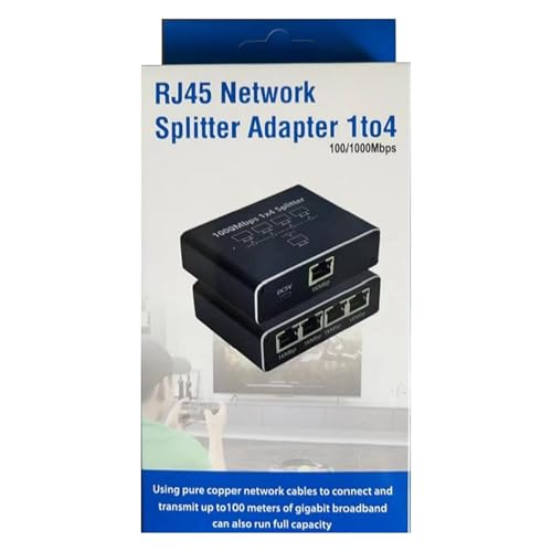 Eoixuqba Ethernet-Hub, Ethernet-Splitter,1-zu-4-Ethernet-Kabelsplitter - Hochgeschwindigkeits-Internetverbindungs-Splitter, Gigabit-Ethernet-Kabel-Splitter für Desktop-Computer, PC, Laptop von Eoixuqba