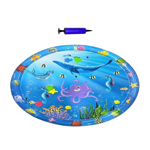 Eoixuqba Hundewasser Spielmatte - Kühlmatte Für Welpen,99x99 cm Interaktive Hunde Kühlmatte Mit Pumpe Für Garten Outdoor Rasen Zuhause Indoor Wohnung Haustiere Welpen Kätzchen Bei Heißem Wetter von Eoixuqba