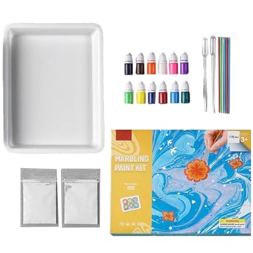 Eoixuqba Wasser-Marmorierfarben-Set, Wasser-Marmorier-Set für Stoffpapier, beste Malspielzeug-Ideen für Kinder im Alter von 6, 7, 8, 9, 10 Jahren von Eoixuqba