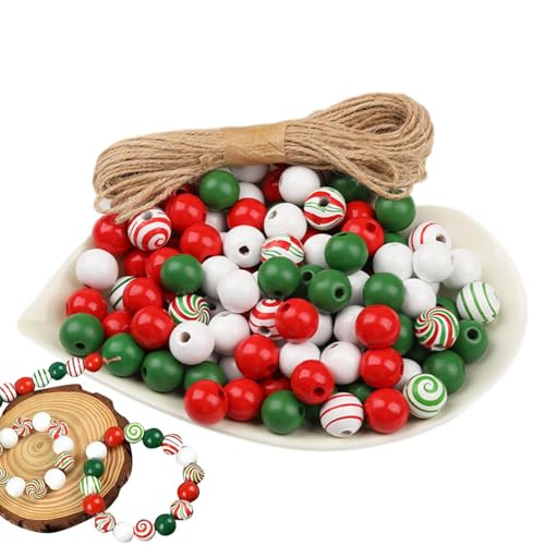 Eoixuqba Weihnachtsperlen zum Basteln, Holz-Weihnachtsperlen-Set, Dekoration, festliches Ornament für Aktivitäten, Festival, Mädchen, Frauen, Party, Basteln, Versammlung, Kunst Eoixuqba Weihnachtsperlen zum Basteln, Holz-Weihnachtsperlen-Set, Dekoration, festliches Ornament für Aktivitäten, Festival, Mädchen, Frauen, Party, Basteln, Versammlung, Kunst von Eoixuqba