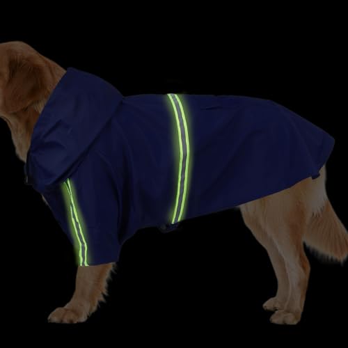 Eojpdji Regenponcho für Hunde, Regenjacke für Hunde - Wasserdichter und winddichter Haustier-Regenmantel - Verstellbarer Haustier-Mantelponcho mit Kapuze und reflektierendem Streifen, gut sichtbare, von Eojpdji