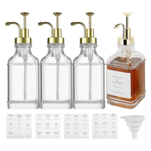 Eojpdji Sirup Spender Für Kaffeebar,Sirup Behälter Mit Pumpe - Saucenflasche Mit Etiketten Für Bar Büro Küche Haushalte Baristas Dessert Köche Catering Service Ketchup von Eojpdji