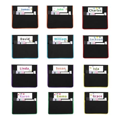 Eojpdji Stuhl-Organizer Für Klassenzimmer - Schreibtischstuhl Rückenfach Organizer Mit Namensschild - 12 Stücke 900D Oxford Stoff Schulmaterial Organisation Und Aufbewahrung Für Kindergarten Zuhause von Eojpdji