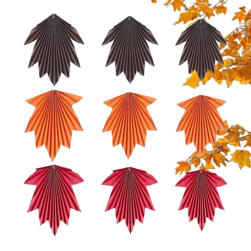 Eojpdji Thanksgiving Party Deko | 9-teilige hängbare Ahornblatt Papierventilatoren | Hängbare Deko für Thanksgiving Herbst Hochzeit Babyfest | Für Geburtstag Hochzeit Party von Eojpdji