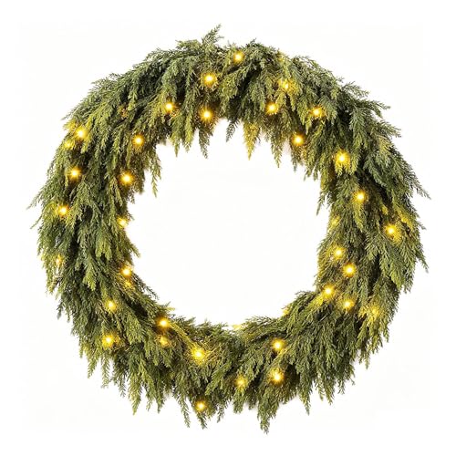 Eojpdji Zedern Girlande | Künstliche Weihnachtsdekoration Mit 90 LED Lichtern - Realistische Zypressen Weihnachtsgirlande,Für Innenbereich Und Außenbereich Wohnzimmer Schlafzimmer Fenster Tür Baum Eojpdji Zedern Girlande | Künstliche Weihnachtsdekoration Mit 90 LED Lichtern - Realistische Zypressen Weihnachtsgirlande,Für Innenbereich Und Außenbereich Wohnzimmer Schlafzimmer Fenster Tür Baum von Eojpdji