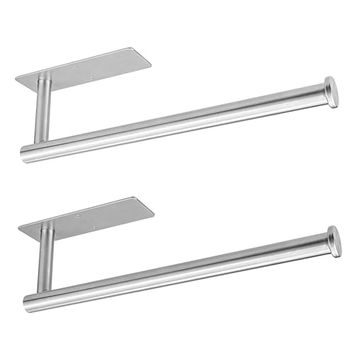 Eolax Papierrollenhalter, Papierrollenstange unter Küchenschrank, Geeignet für Küche, selbstklebend oder Wandmontage mit Bohrlöchern, SUS304 Edelstahl Gebürstetes Nickel 2er-Pack von Eolax