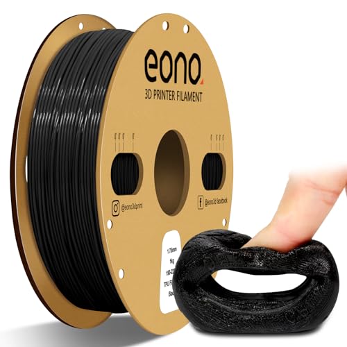 EONO 95A TPU Filament 1,75 mm, Flexibles Weiches TPU Filament 1 kg (2,2 lbs), Maßgenauigkeit +/- 0,07 mm für FDM Drucker, Schwarz von Eono