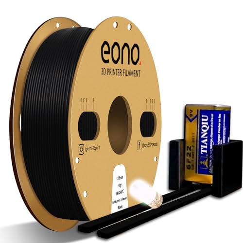 EONO Elektrisch Leitfähiges PLA Filament 1,75 mm Leitfähiges 3D Drucker Filament, Conductive PLA 1 kg (2,2 lbs), Maßgenauigkeit +/- 0,03 mm für FDM Drucker, Schwarz von Eono