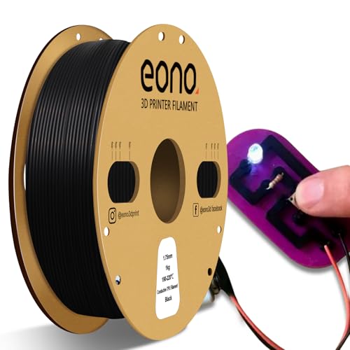 EONO Leitfähiges TPU Filament 1,75 mm, Elektrisch Leitendes Filament TPU Flexibles Weiches Filament, 1 kg (2,2 Pfund), Maßgenauigkeit +/- 0,03 mm für FDM Drucker, Schwarz von Eono