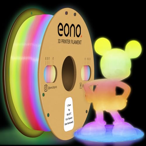 EONO Leuchtend Regenbogen PLA Filament Leuchtendes 3D Drucker Filament 1kg (2,2 Pfund) Leuchtendes PLA für 3D Drucker, Leuchtendes Regenbogen von Eono