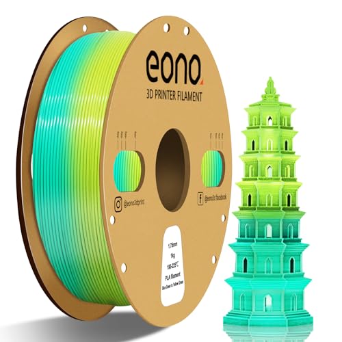 EONO Temperaturwechsel PLA Filament 1,75mm Temperatursensitive Farbwechsel 3D Drucker Filament 1KG(2,2lbs), Blau Grün zu Gelb Grün von Eono