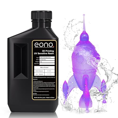 EONO Zweifarbiges Wasserwaschbares 3D Drucker Resin Zweifarbiges Farben Water Washable 3D Druck Resin UV 405nm Rapid Resin für LCD 3D Druck, Lila+Blau 1000g von Eono