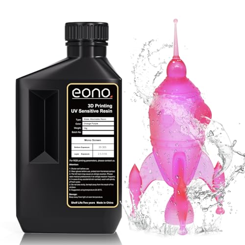 EONO Zweifarbiges Wasserwaschbares 3D Drucker Resin Zweifarbiges Farben Water Washable 3D Druck Resin UV 405nm Rapid Resin für LCD 3D Druck, Lila+Orange 1000g von Eono
