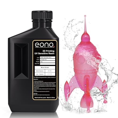 EONO Zweifarbiges Wasserwaschbares 3D Drucker Resin Zweifarbiges Farben Water Washable 3D Druck Resin UV 405nm Rapid Resin für LCD 3D Druck, Rosa+Orange 1000g von Eono