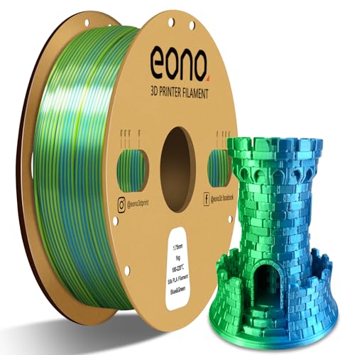 Eono Dual Zweifarbig PLA Filament 1.75mm für 3D Druck, 3D Drucker Filament 1kg Spule +/- 0,03 mm(2.2lbs), Silk PLA Blau & Grün von Eono