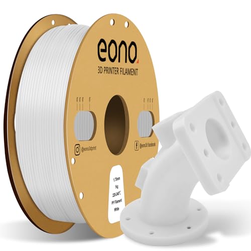 Eono Polypropylen-PP-Filament, semi-flexible ultra robuste Filament 1.75mm 3D Drucker Filament für 3D Druck (± 0.03mm) 2.2lb (1kg), 5pcs Build Sheet enthalten, weiß von Eono