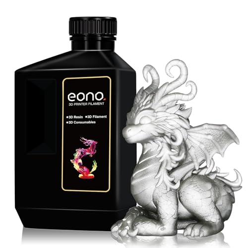 Eono Silber Glanz Metallic 3D Drucker Resin, 405nm Schnelle UV-Aushärtung Standard Resin, 3D Druck Resin mit magischem Metalleffekt für LCD DLP 3D Drucker, Metallische Silber 1000g von Eono