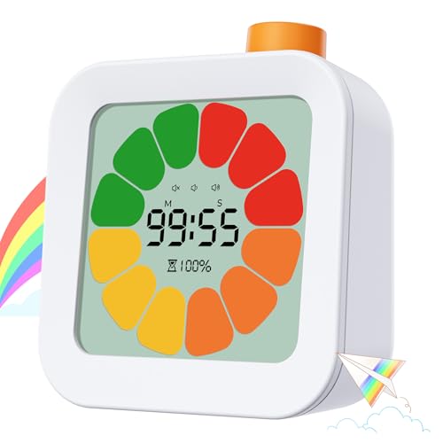 EooCoo Visueller Timer für Kinder Digital, 99-Minuten Countdown Eieruhr mit Leise-Alarm, Min/Sek Schalter, Schreibtisch Kinders Zeitmana Gement Tools, Pomodoro Time für Küche/Schule/Klassenzimmer/ADHS von EooCoo