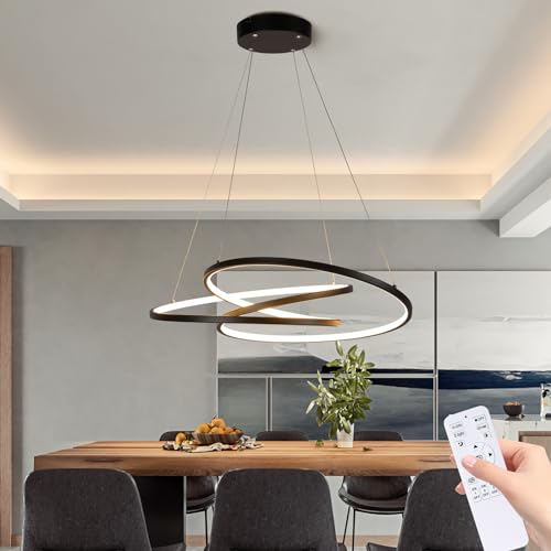 Eoodis Moderne Pendelleuchte Esstisch Hängelampe Dimmbarer Pendelleuchte mit Fernbedienung Hängeleuchte für Küche, Esszimmer, Wohnzimmer (40W Schwarze) von Eoodis