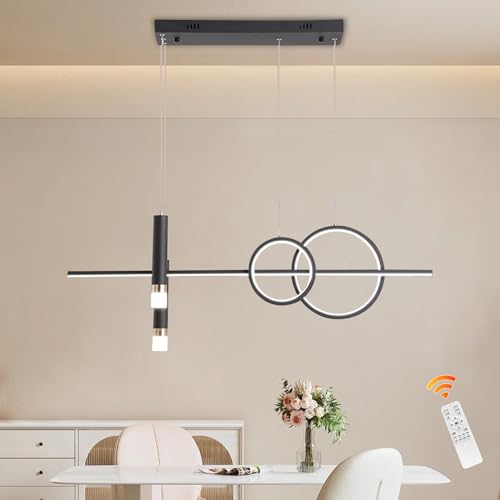 Eoodis LED Hängeleuchte 100cm Dimmbar Pendelleuchte mit Fernbedienung Modern Moderne Linear Hängeleuchte für Küche, Esszimmer, Wohnzimmer (schwarz) von Eoodis