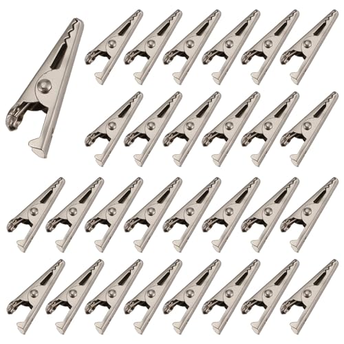Eorleya 100PCS 1.06 / 27Mm Mini Metall Krokodilklemmen, Krokodilklemmen Silberfarbene Vernickelte Testlinien-Federklemmen. von Eorleya
