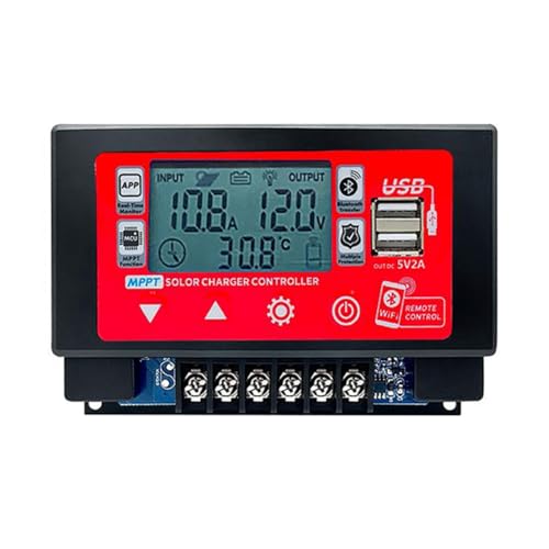 Eorleya WIFI Bluetooth Solarladeregler 60A MPPT Regler mit LCD-Display Dual USB Unterstützung 12V/24V Batterie von Eorleya