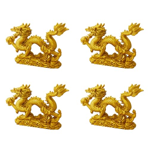 Eoslcusmvl 4X Chinesisches Sternzeichen Goldener Drache Statue Tierdekoration Dekoration von Eoslcusmvl