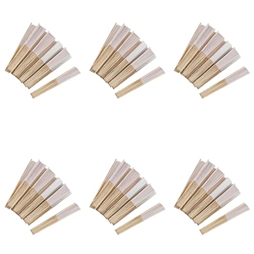 Eoslcusmvl 60 Teile 21 cm Weisse Farbe Stoff Hand Fan, Seide Hand Fan Hochzeit Foerderung Gunsten von Eoslcusmvl