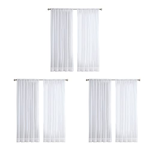 Eoslcusmvl 6Pcs Super Soft Great Hand Feeling Weiße TüLl Vorhänge fürDie Dekoration des Wohnzimmers Schleier Chiffon Solid Sheer Voile von Eoslcusmvl