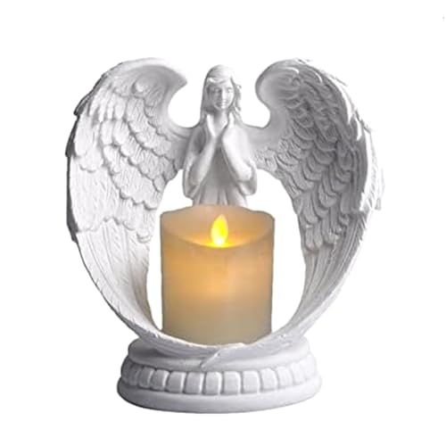 Eouayoree 1Set Sternenklarer Weißer Engelsflügel, Betender Sandsteinstatue, Gedenk-LED-Kerzenhalter, Eouayoree 1Set Sternenklarer Weißer Engelsflügel, Betender Sandsteinstatue, Gedenk-LED-Kerzenhalter, von Eouayoree