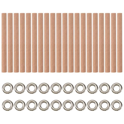 Eouayoree 20 Stück -Spiraldochte für Kerzen, 100 X 8 mm, Holzdochtrohr mit Ständer Zur Kerzenherstellung, Natürliches Rundes von Eouayoree