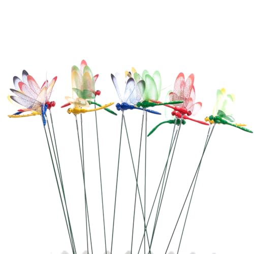 Eouayoree 24 Stück 3D-Libellen-Gartendekoration, Drachenfliegen-Gartenstecker, Libellen, Gartenornamente, Terrassendekoration, Libellenstecker von Eouayoree