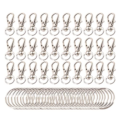 Eouayoree 60 StüCke SchlüSsel Ring Clip Haken Drehen Lanyard Karabiner Haken mit Geteilten SchlüSsel Ringen (Silber) von Eouayoree