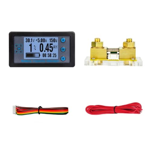 Eouayoree DC 8-120V Digitalen Energiemesser Multifunktional Coulombometer Amperemeter Voltmeter Wattmeter Batterie-Tester mit Shunt 200a von Eouayoree